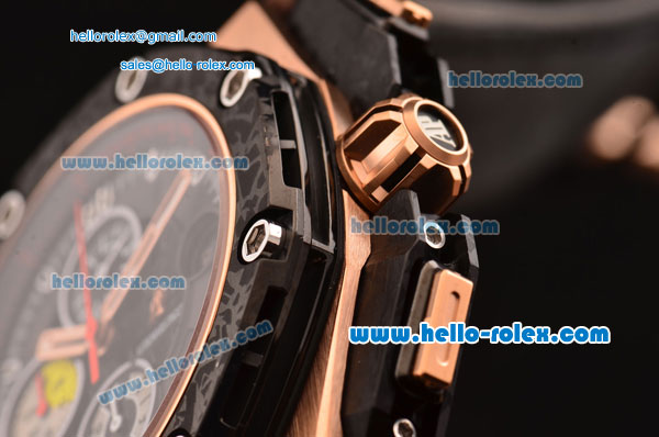 Audemars Piguet Grande Prix Chrono Run 12@ Swiss Vajoux 7750-CHG Automatic Rose Gold Case with Black Rubber Strap and Black Dial - Click Image to Close